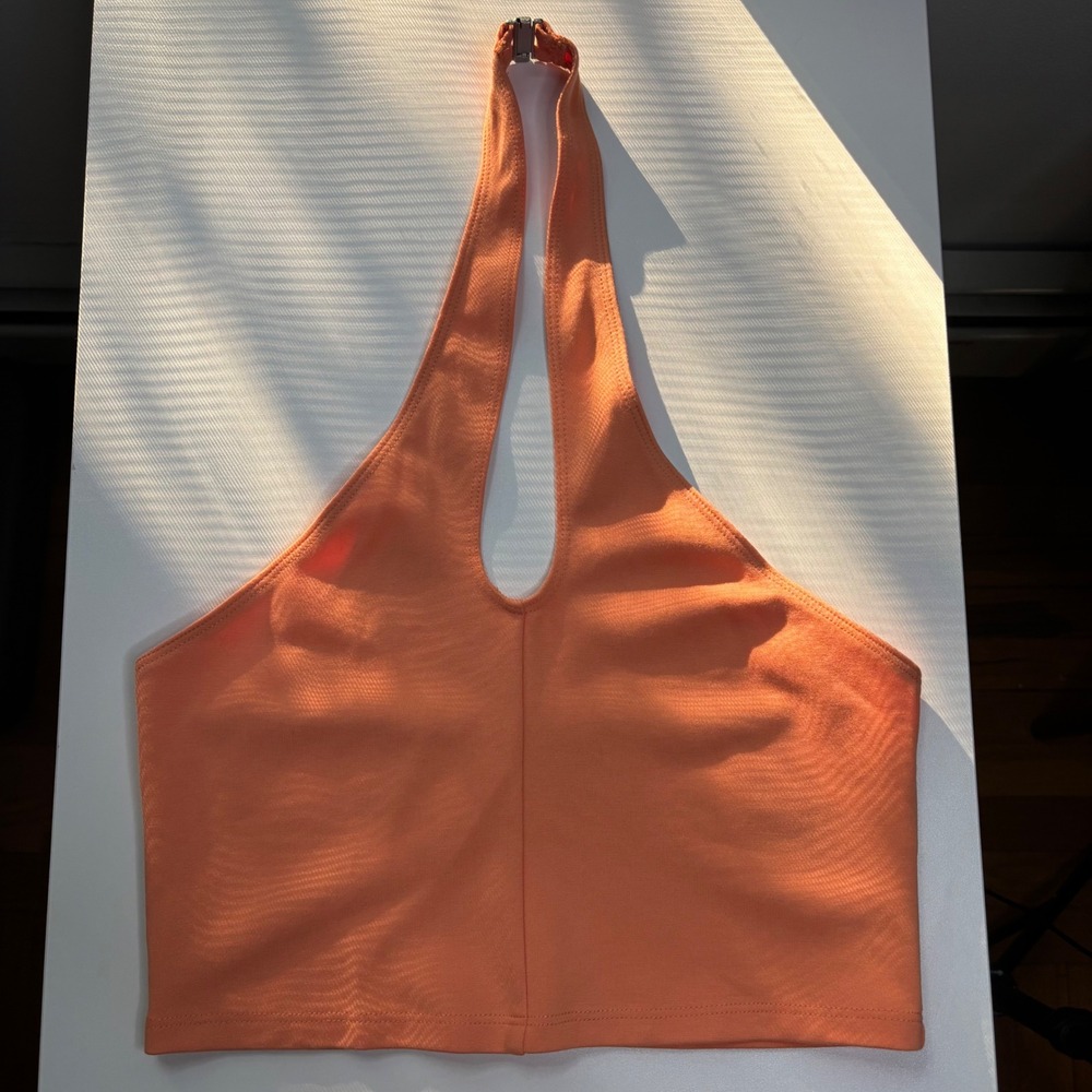 Sunday Best Aritzia Orange Halter Crop Top Keyhole V-Neck Small